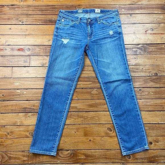 AG Adriano Goldschmied Stilt crop cigarette jeans ripped faded blue denim 27 - Picture 3 of 14
